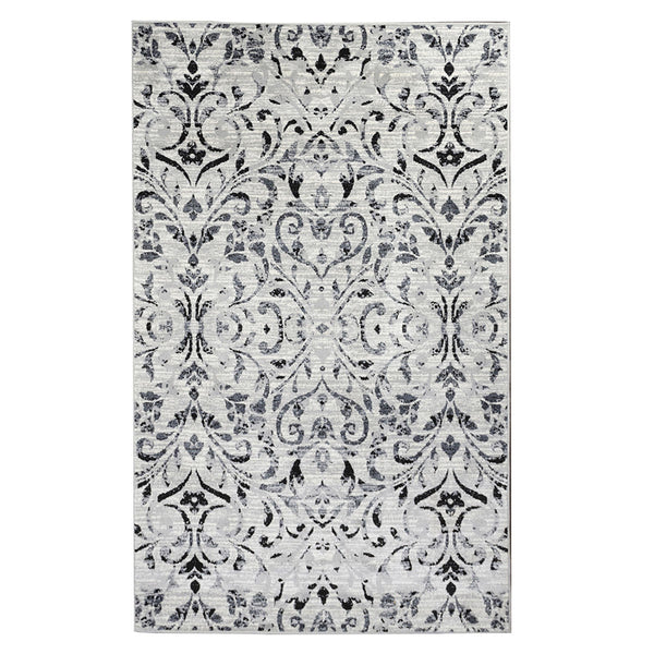 Homeroots 8' X 10' Platinum Floral Vines Power Loom Stain Resistant Area Rug  Microfiber 486956