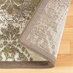 Homeroots 5' X 8' Brown Damask Power Loom Distressed Stain Resistant Area Rug  Polypropylene 486971