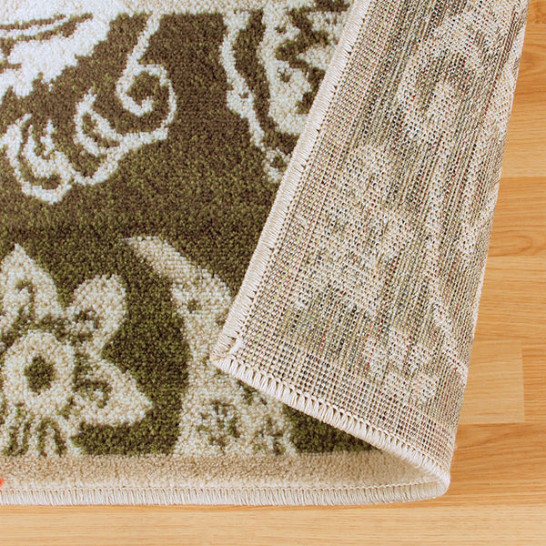 Homeroots 8' X 10' Beige Damask Power Loom Distressed Stain Resistant Area Rug  Polypropylene 486973