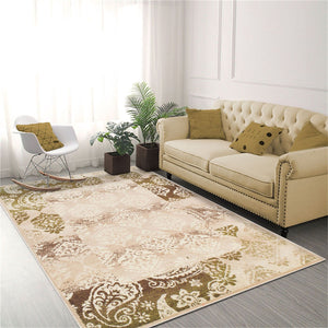 Homeroots 8' X 10' Beige Damask Power Loom Distressed Stain Resistant Area Rug  Polypropylene 486973