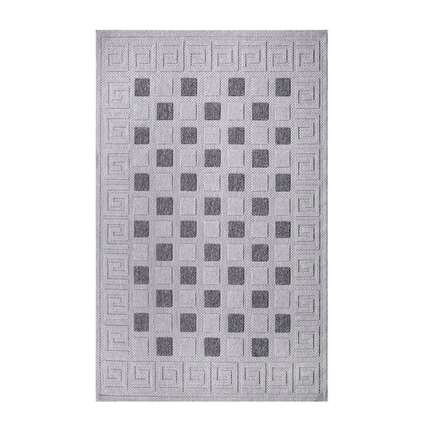 Homeroots 5' X 7' Grey Geometric Stain Resistant Non Skid Indoor Outdoor Area Rug  Polypropylene 486976