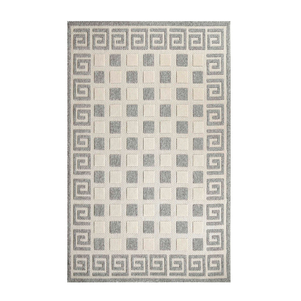 Homeroots 6' X 9' Cream Geometric Stain Resistant Non Skid Indoor Outdoor Area Rug  Polypropylene 486977