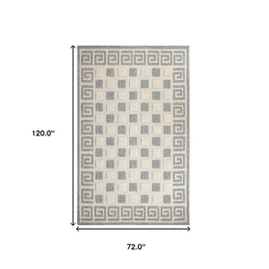 Homeroots 6' X 9' Cream Geometric Stain Resistant Non Skid Indoor Outdoor Area Rug  Polypropylene 486977