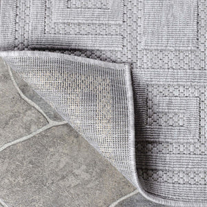 Homeroots 6' X 9' Grey Geometric Stain Resistant Non Skid Indoor Outdoor Area Rug  Polypropylene 486978