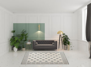 Homeroots 7' X 9' Cream Geometric Stain Resistant Non Skid Indoor Outdoor Area Rug  Polypropylene 486979