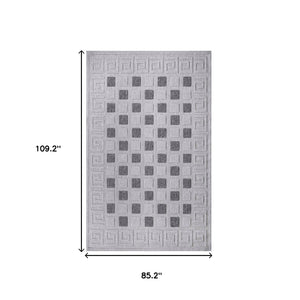 Homeroots 7' X 9' Grey Geometric Stain Resistant Non Skid Indoor Outdoor Area Rug  Polypropylene 486980