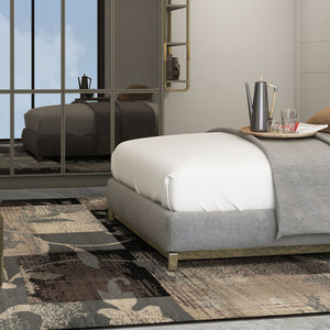 Homeroots 5' X 8' Beige And Gray Floral Power Loom Distressed Stain Resistant Area Rug  Polypropylene 486996