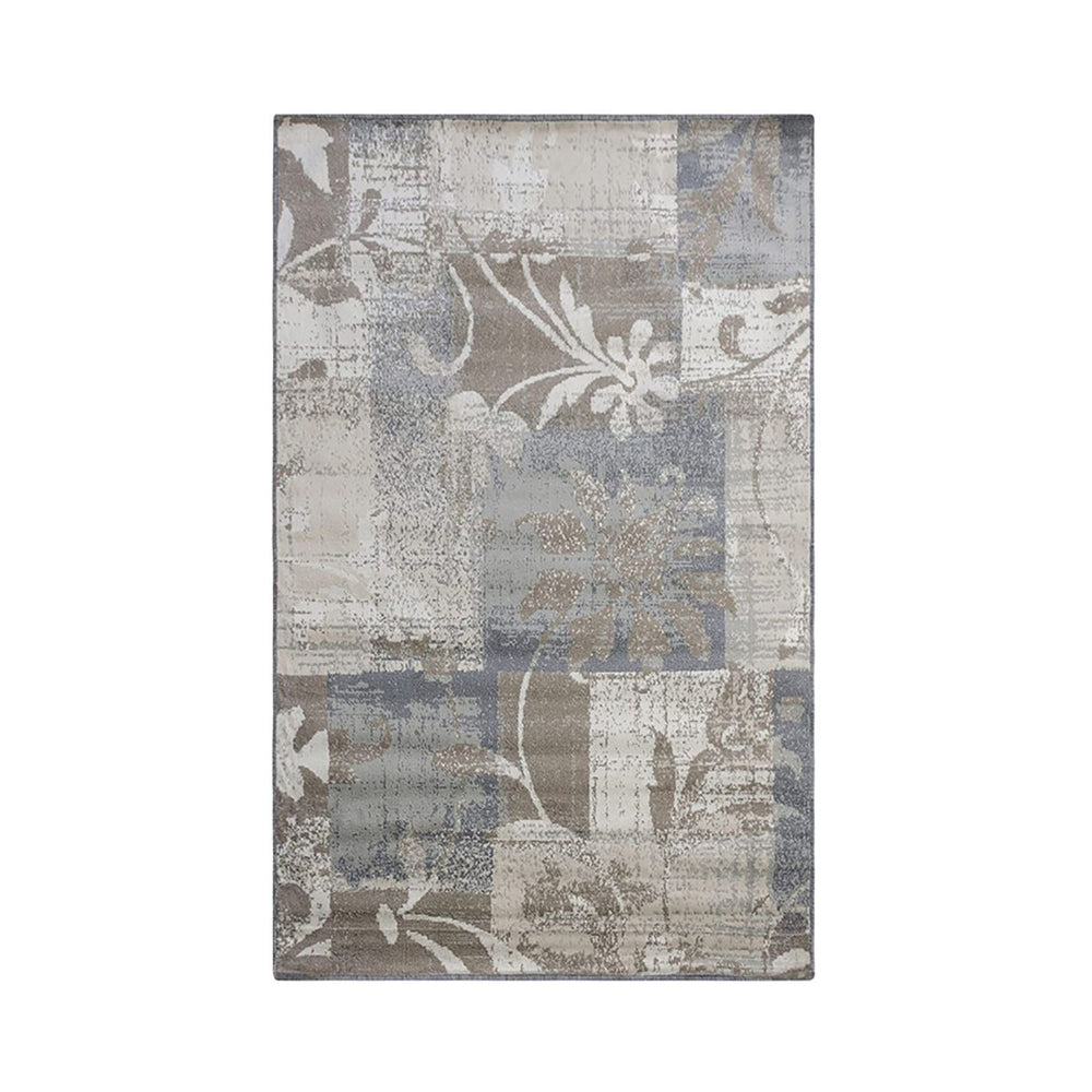 Homeroots 5' X 8' Brown And Ivory Floral Power Loom Distressed Stain Resistant Area Rug  Polypropylene 486999