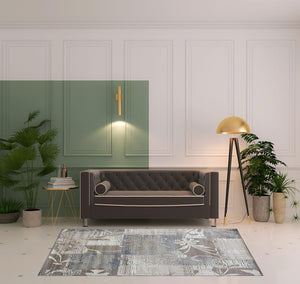 Homeroots 5' X 8' Brown And Ivory Floral Power Loom Distressed Stain Resistant Area Rug  Polypropylene 486999