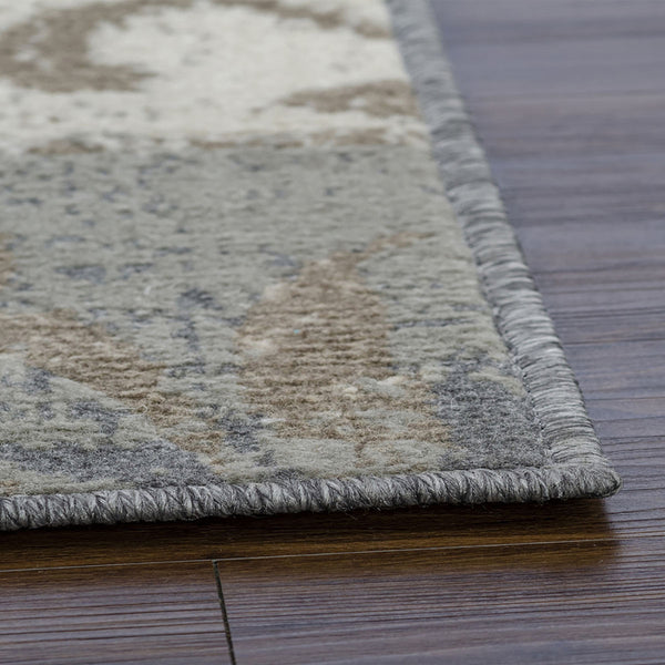 Homeroots 5' X 8' Brown And Ivory Floral Power Loom Distressed Stain Resistant Area Rug  Polypropylene 486999