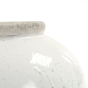 Zentique Partially glazed off-white jar with hand‑crafted ceramic texture and soft matte-to-sheen contrast for timeless decor use W15.5 x H15.5 x D15.5 4869L A25A