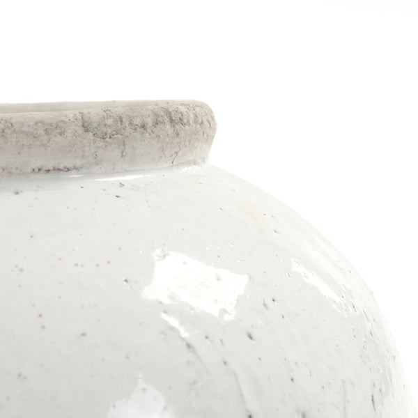 Zentique Partially glazed off-white jar with hand‑crafted ceramic texture and soft matte-to-sheen contrast for timeless decor use W15.5 x H15.5 x D15.5 4869L A25A