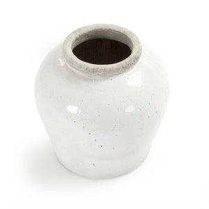 Zentique Partially glazed off-white jar with hand‑crafted ceramic texture and soft matte-to-sheen contrast for timeless decor use W15.5 x H15.5 x D15.5 4869L A25A