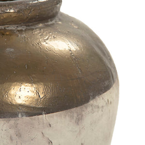 Zentique Gilded Ceramic Vase with Subtle Metallic Sheen — Compact Elegant Accent for Shelves, Tables, Entryways W16 x H15 x D16 4869L A773A