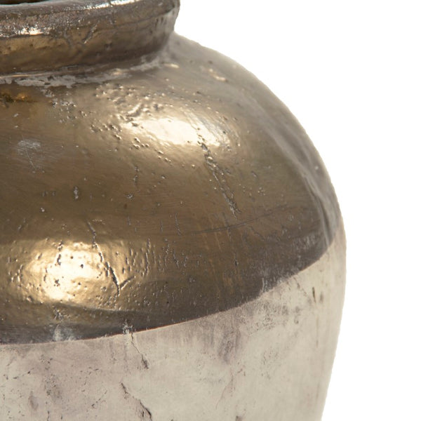 Zentique Gilded Ceramic Vase with Subtle Metallic Sheen — Compact Elegant Accent for Shelves, Tables, Entryways W16 x H15 x D16 4869L A773A