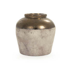 Zentique Gilded Ceramic Vase with Subtle Metallic Sheen — Compact Elegant Accent for Shelves, Tables, Entryways W16 x H15 x D16 4869L A773A