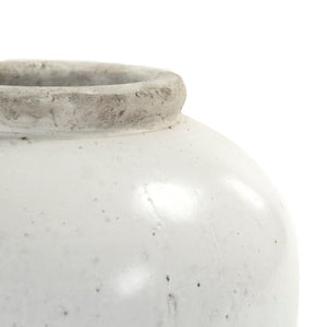 Zentique Partially glazed off-white jar with hand‑crafted ceramic texture and soft matte-to-sheen contrast for timeless decor use W12.5 x H12 x D12.5 4869S A25A