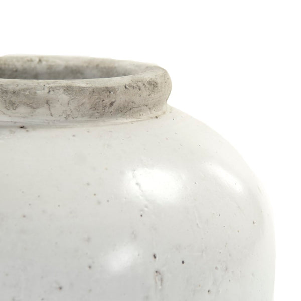 Zentique Partially glazed off-white jar with hand‑crafted ceramic texture and soft matte-to-sheen contrast for timeless decor use W12.5 x H12 x D12.5 4869S A25A