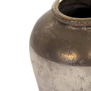 Zentique Gilded Ceramic Vase with Subtle Metallic Sheen — Compact Elegant Accent for Shelves, Tables, Entryways W12.75 x H12.5 x D12.75 4869S A773A