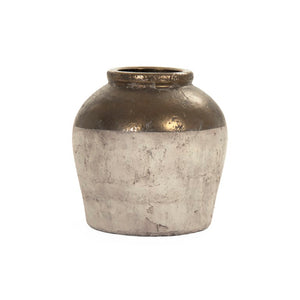 Zentique Gilded Ceramic Vase with Subtle Metallic Sheen — Compact Elegant Accent for Shelves, Tables, Entryways W12.75 x H12.5 x D12.75 4869S A773A