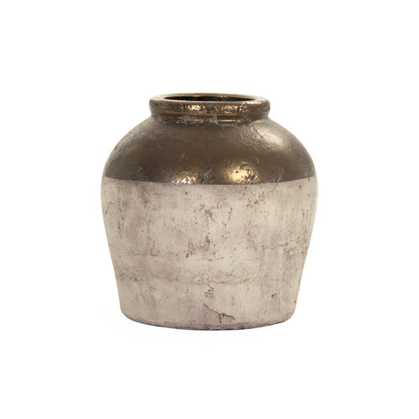 Zentique Gilded Ceramic Vase with Subtle Metallic Sheen — Compact Elegant Accent for Shelves, Tables, Entryways W12.75 x H12.5 x D12.75 4869S A773A