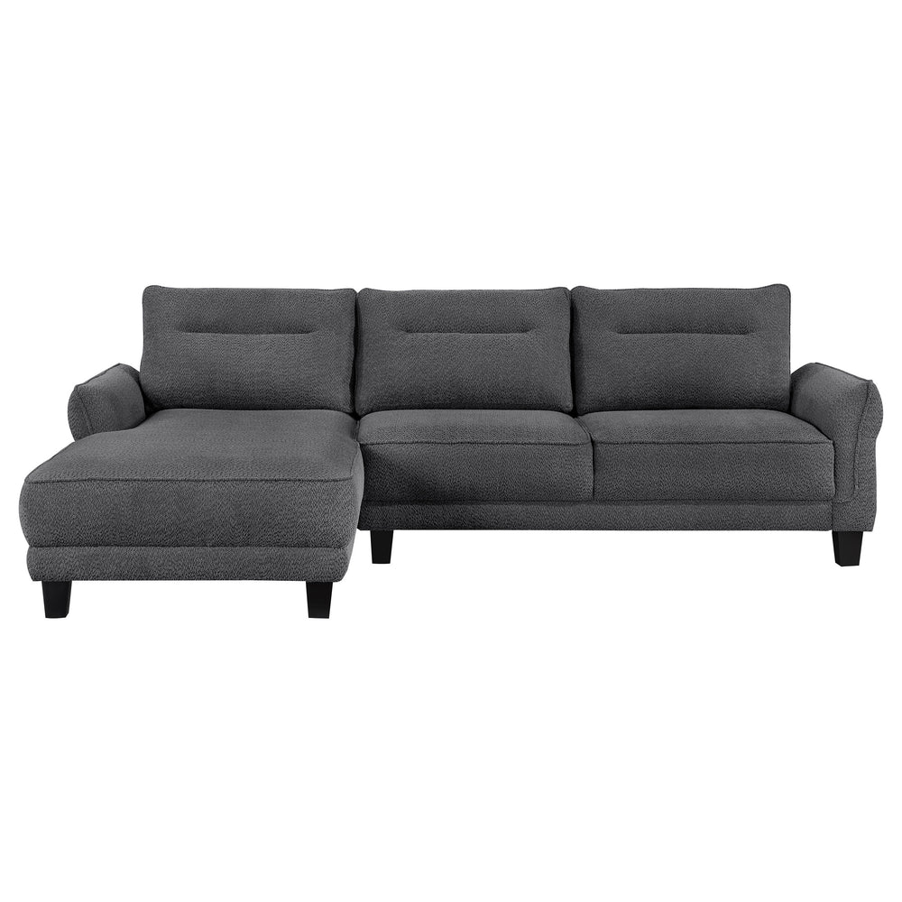 English Elm Verona Modern Grey Loose Back Sectional Sofa with Chaise, Solid Wood Frame, Pocket Coil Comfort B062S01242