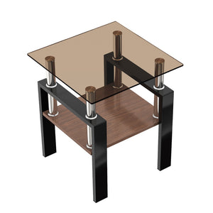 English Elm Set Of 2 Modern Tempered Glass Side Tables - Stylish, Durable Coffee & End Tables For Any Space W241P300312-GIGA