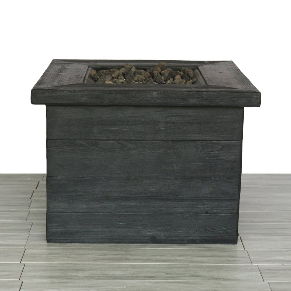 English Elm Fiber Reinforced Concrete Square Propane Fire Pit Table for Outdoor Patios B120P197831