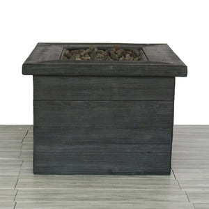 English Elm Fiber Reinforced Concrete Square Propane Fire Pit Table for Outdoor Patios B120P197831