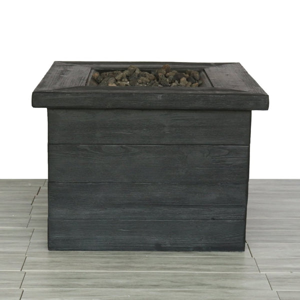 English Elm Fiber Reinforced Concrete Square Propane Fire Pit Table for Outdoor Patios B120P197831