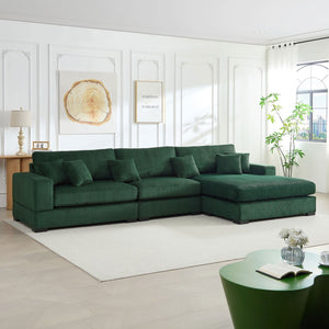 English Elm 148.03'' Mid Century Modern 4 Seat Sectional Sofa with Reversible Chaise for Living Room Green W876S00330