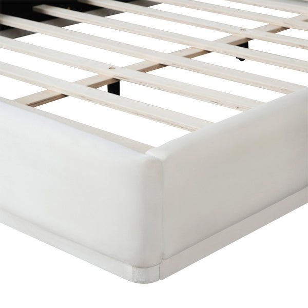 English Elm Christopher Knight Home® - Soft Upholstered Queen Bed – Elegant White Design With Padded Headboard For Ultimate Comfort & Support N769P293477A