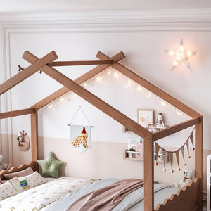 English Elm Queen House Shaped Floor Bed Solid Pine Frame Montessori Kids Bedroom No Box Spring W1580P438812