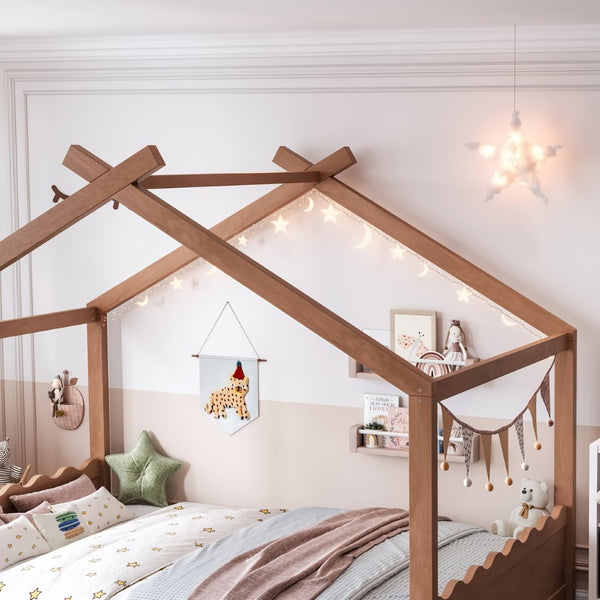 English Elm Queen House Shaped Floor Bed Solid Pine Frame Montessori Kids Bedroom No Box Spring W1580P438812