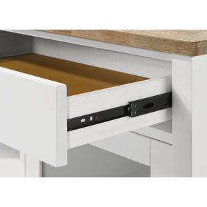 English Elm Prager Farmhouse Brown & White 2-Door Dining Sideboard with Wine Cubby, Drawers & Shelves (59") B062P353258