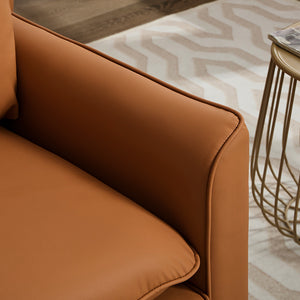 English Elm TS Cat paw leather upholstered sofa modern Nordic retro lounge chair with breathable faux-leather comfort pillows Brown W2311P345746