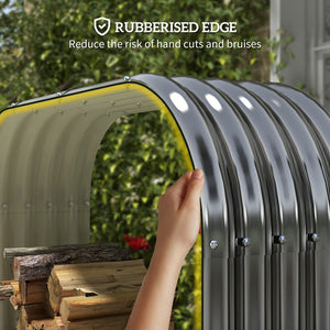 English Elm Outsunny Galvanized Steel Outdoor Firewood Rack with Cover Ventilated Log Storage W2225P229641