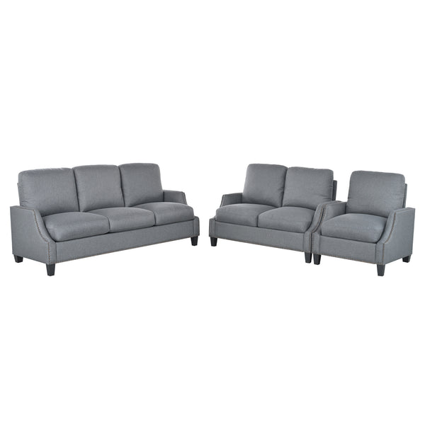 English Elm 3 Piece Living Room Sofa Set - Modern 3-Seater Sofa, Loveseat & Accent Chair For Cozy Spaces W680S00086