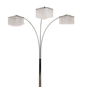 English Elm 84" Tall Metal Floor Lamp - Modern Chrome Design With 3 Crystal Shades For Elegant Ambient Lighting B072116071