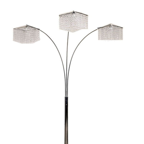 English Elm 84" Tall Metal Floor Lamp - Modern Chrome Design With 3 Crystal Shades For Elegant Ambient Lighting B072116071