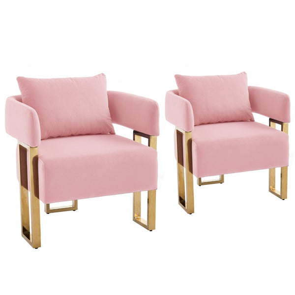 English Elm Ts Velvet Accent Chair Set of Two with Gold Metal Legs for Living Room or Office Pink W2311P414941