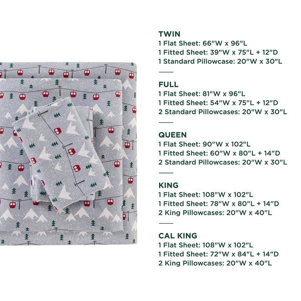 English Elm 4 Pcs Cal King Sheet Set - Soft Grey Flannel Bedding For Ultimate Comfort & Warmth In Winter! B035P319790