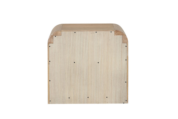 English Elm Natural Transitional Mango Wood Nightstand with Metal Finger Pulls, Felt-Lined Drawer, 28"W x 27"H B2741P406794