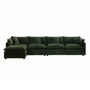 English Elm Modular U Shaped Sectional Sofa with Ottoman Chenille Upholstered Living Room Couch W714S00468