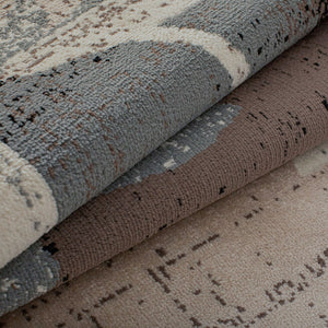 Homeroots 6' X 9' Beige And Gray Floral Power Loom Distressed Stain Resistant Area Rug  Polypropylene 487001