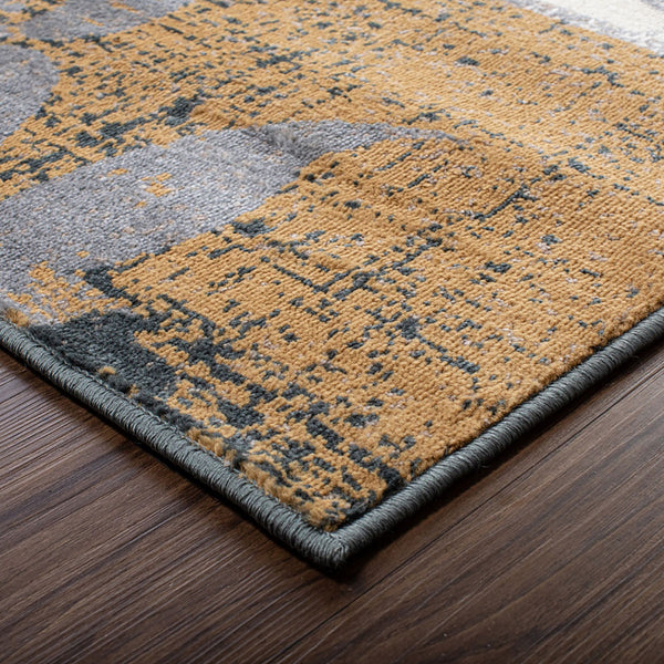 Homeroots 7' X 9' Beige And Gray Floral Power Loom Distressed Stain Resistant Area Rug  Polypropylene 487003
