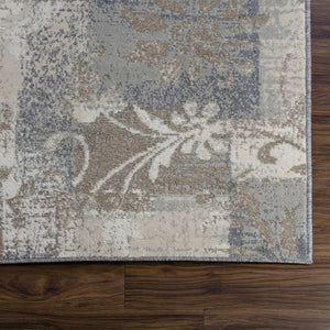Homeroots 8' X 10' Gray And Ivory Floral Power Loom Distressed Area Rug  Polypropylene 487009