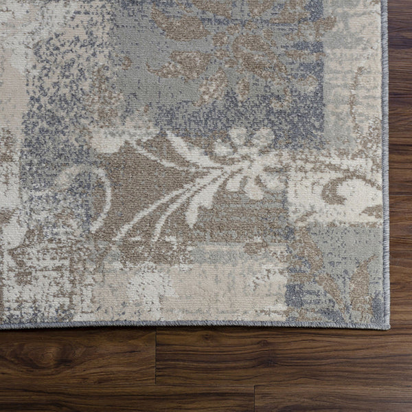 Homeroots 8' X 10' Gray And Ivory Floral Power Loom Distressed Area Rug  Polypropylene 487009