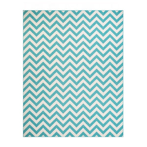 Homeroots 5' X 8' Blue-green/Cream Chevron Stain Resistant Indoor Outdoor Area Rug  Polypropylene 487020