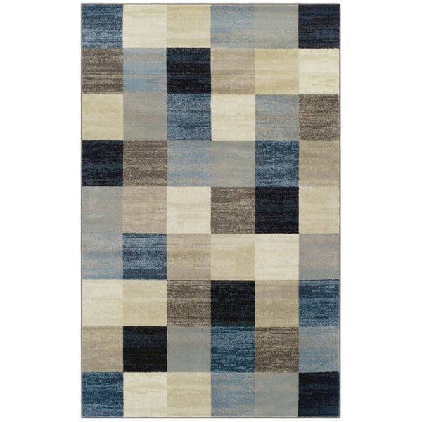 Homeroots 5' X 8' Blue And Teal Geometric Power Loom Stain Resistant Area Rug  Polypropylene 487029